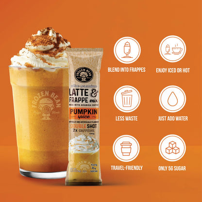 The Frozen Bean Vanilla Bean Frappe & Latte Instant Mix (10 Sticks), Made with Arabica Coffee, Double Shot Caffeine, Low Sugar & Premium Ingredients, Hot, Iced, or Blended Drinks