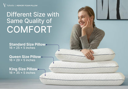 Cooling Gel Memory Foam Pillows - 1-Pack - Standard Size Memory Foam Pillow For Sleeping - Firm Pillow - Back, Stomach & Side Sleeper - Shoulder & Back Pain Relief - Washable, Bamboo Viscose Cover