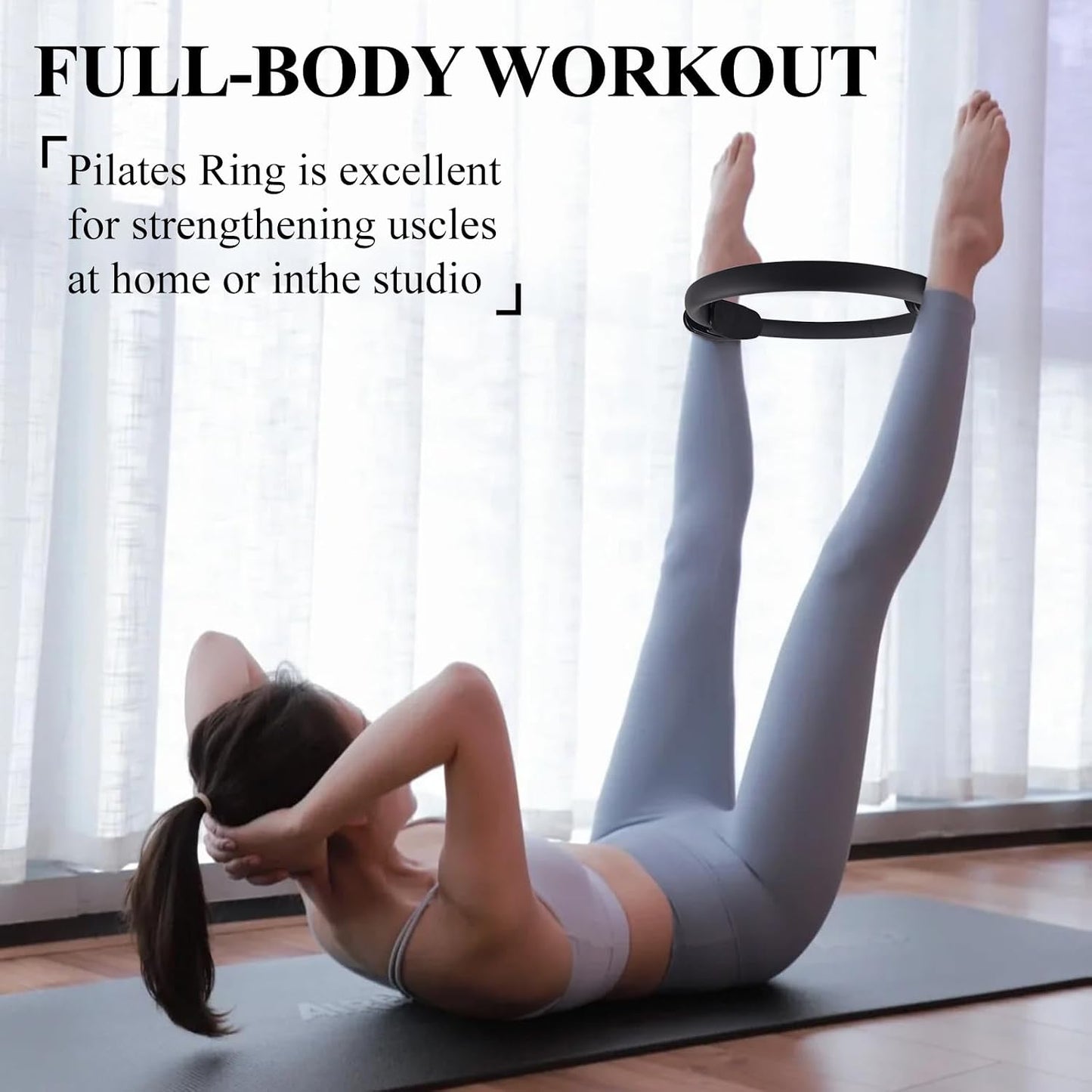 10 Pack Pilates Ring 15 Inch Magic Circle Bulk Set for Yoga and Fitness, Lightweight Portable Resistance Rings for Full Body Toning, Core Workout and Strength Training (5 Black, 3 Blue, 2 Pink)