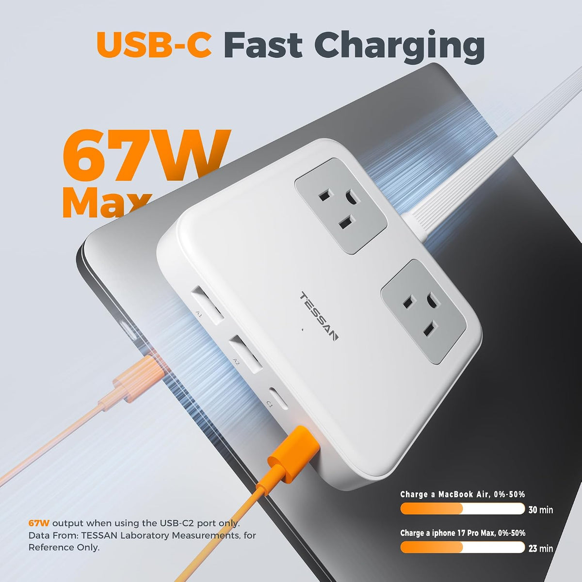 TESSAN 67W Charging Station USB C Power Strip with 5ft Extension Cord