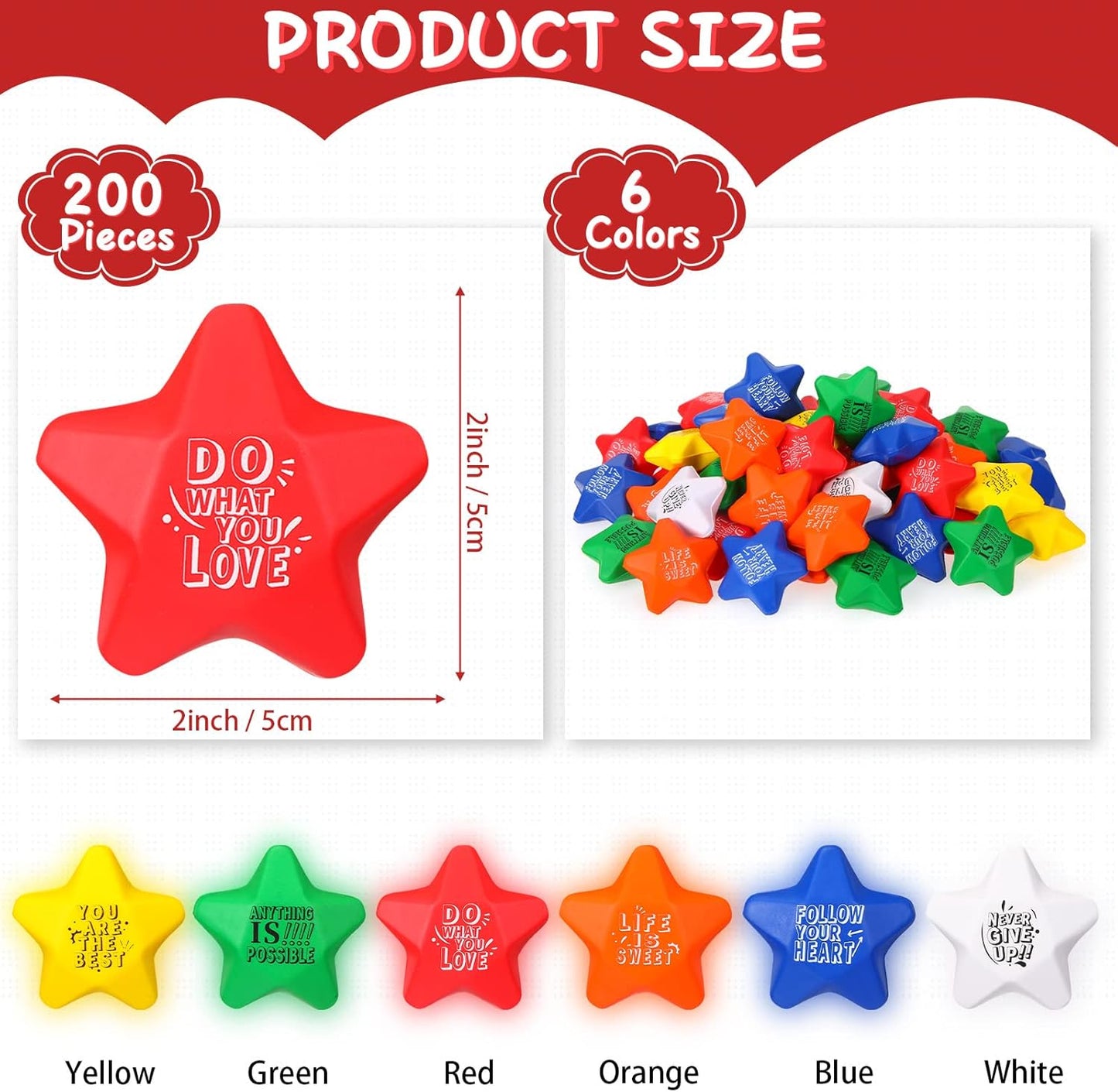 Leyndo 200 Pcs Relief Foam Balls Bulk for Adults with Motivational Quotes
