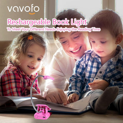 VAVOFO Clip On Book Light for Bed Kids, 7 LED Reading Light with 9-Level Warm Cool White Daylight, Eye Care Lamp with Power Indicator for Bookworms (Blue)