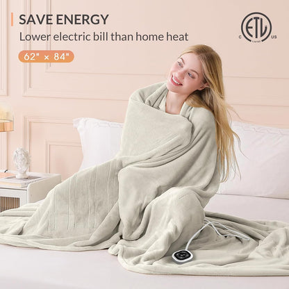 HOMLYNS LuxeHeat Heated Blanket Electric Blanket, Soft Flannel Sherpa Heated Throw, Heating Blanket with 5 Heat Settings, 3 hrs Timer Auto Shut Off (50x60 inches, Purple), Only for 120V Voltage Use