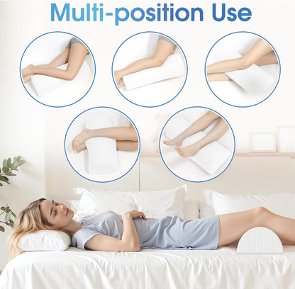 TranquilRelax Knee Pillow for Back Sleeping Memory Foam Half Moon Bolster Pillow for Legs, Under Knee Support, Ankle & Foot Comfort Orthopedic Pillow for Side Sleepers (Grey, 20.4" x 8" x 4.9")