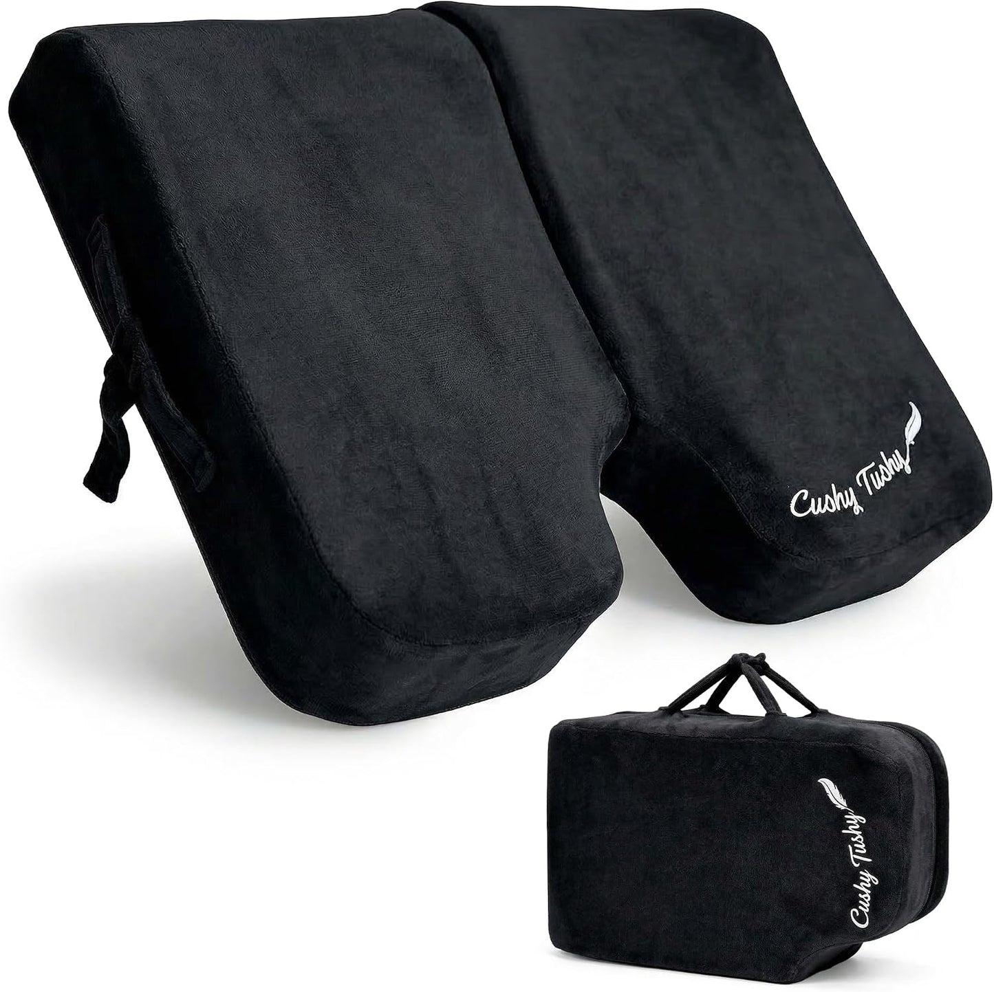 Cushy Tushy Premium Foldable Travel Seat Cushion - for Relief of Lower Back, Sciatic, Butt and Tailbone Pain - for Home & Office Use, Perfect for Travel or Driving - Coccyx Seat Cushion
