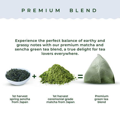AprikaLife Organic Japanese Matcha Sencha Green Tea Bags, 60 Tea Pyramids