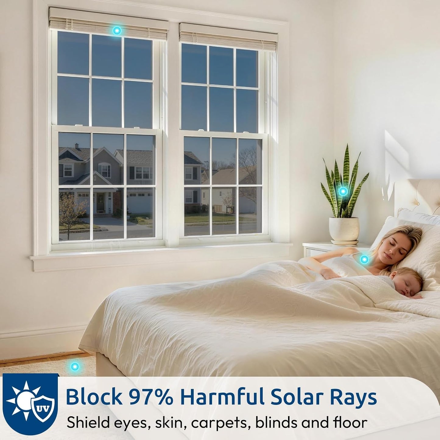 rabbitgoo Window Privacy Film One Way Window Tint for Home, Removable Reflective Heat Sun Blocking Anti UV Glass Door Covering, Mirror Tinting Film House Office, 17.5 Inch X 6.5 Feet, Black Silver