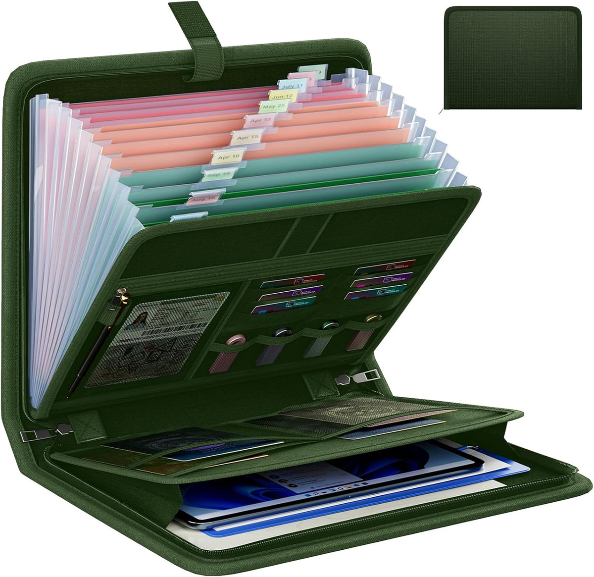 Fireproof Accordion File Organizer, Expanding File Folder with 13 Pockets