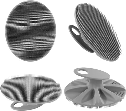 INNERNEED Soft Silicone Body Cleansing Brush Shower Scrubber, Gentle Exfoliating and Massage for All Kinds of Skin (Dark Green)