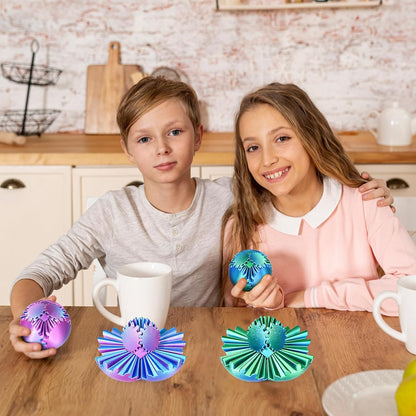 Gear Ball Fidget Toys Steampunk Gear Sphere Stress Relief for Kids Adults 3D Printed Unique Funny Birthday Gift for Christmas White Elephant Stocking Stuffer Easter (Ombre Purple, Dia. 2.5" )