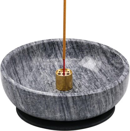 Vrupin Natural Marble Incense Burner, Handmade Incense Stick Incense Burner Reflux Burner, Ideal for use in Meditation, Incense Smokers and Decoration. (Black)