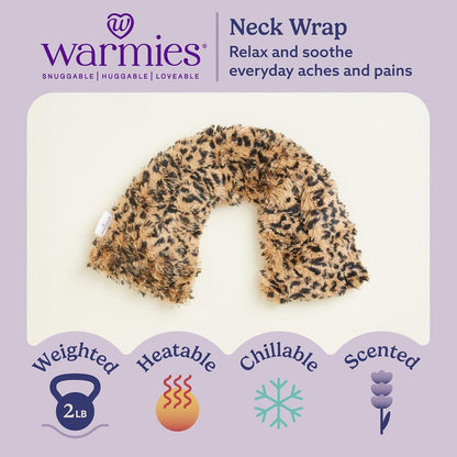 warmies Microwavable Neck & Shoulder Wrap - Weighted Neck Wrap - Microwavable Heat Pack for Shoulders - Chillable Heating Pad with Lavender for Aches & Pain - Marshmallow Gray, 19 x 5 x 3 in, 2 lb