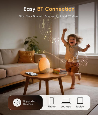 ecozy Sunrise Alarm Clock, White Noise Machine, Sound Machine for Bedroom, Wake Up Light with BT Speaker, 26 Sleep Sounds, 17 Night Lights, Dimmable Digital Clock for Adults, Kids