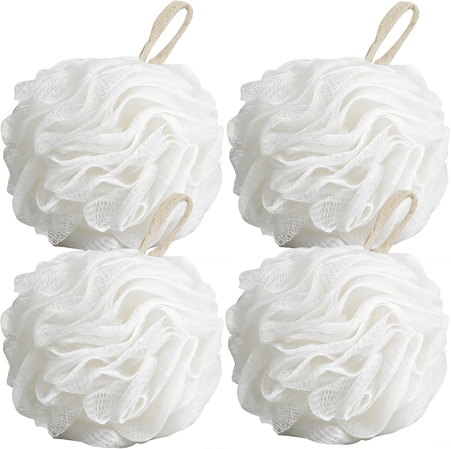 Chuya Bath Sponges Loofahs 70 Grams Large Size,4 Pack Shower Sponge Exfoliating Cleaning Bath Loofa Body Scrubber Balls for Women Men Children Washing