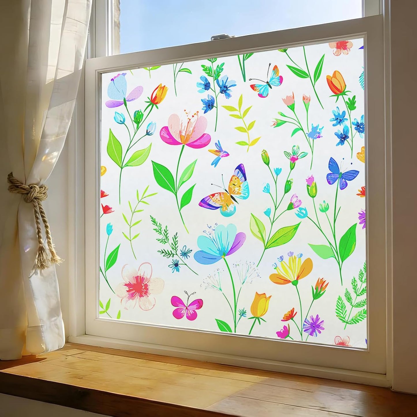 Window Film, Frosted Privacy, One Way Tint, UV Block, Heat Insulation, Anti-Glare, Static Cling, Renter Friendly for Home Bathroom Door
