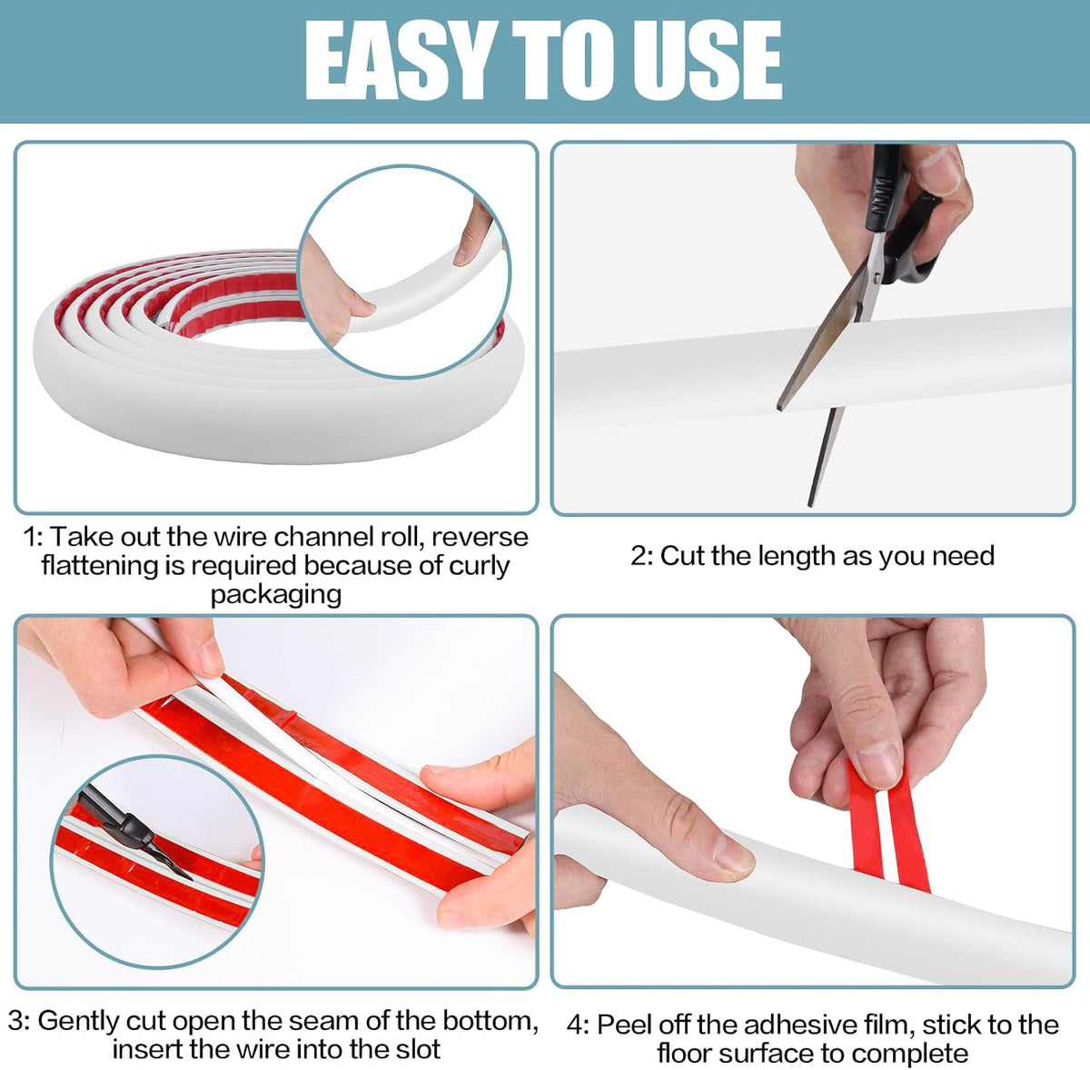 Floor Cord Cover Self Adhesive Cord Hider,10FT Cable Management, Extension Strip Protector for Wires, Prevent Cable Trips for Offices, Gyms, Exhibitions Cavity 0.39"(W) x 0.27"(H) BrownWood