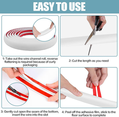 Floor Cord Cover Self Adhesive Cord Hider,10FT Cable Management, Extension Strip Protector for Wires, Prevent Cable Trips for Offices, Gyms, Exhibitions Cavity 0.39"(W) x 0.27"(H) BrownWood