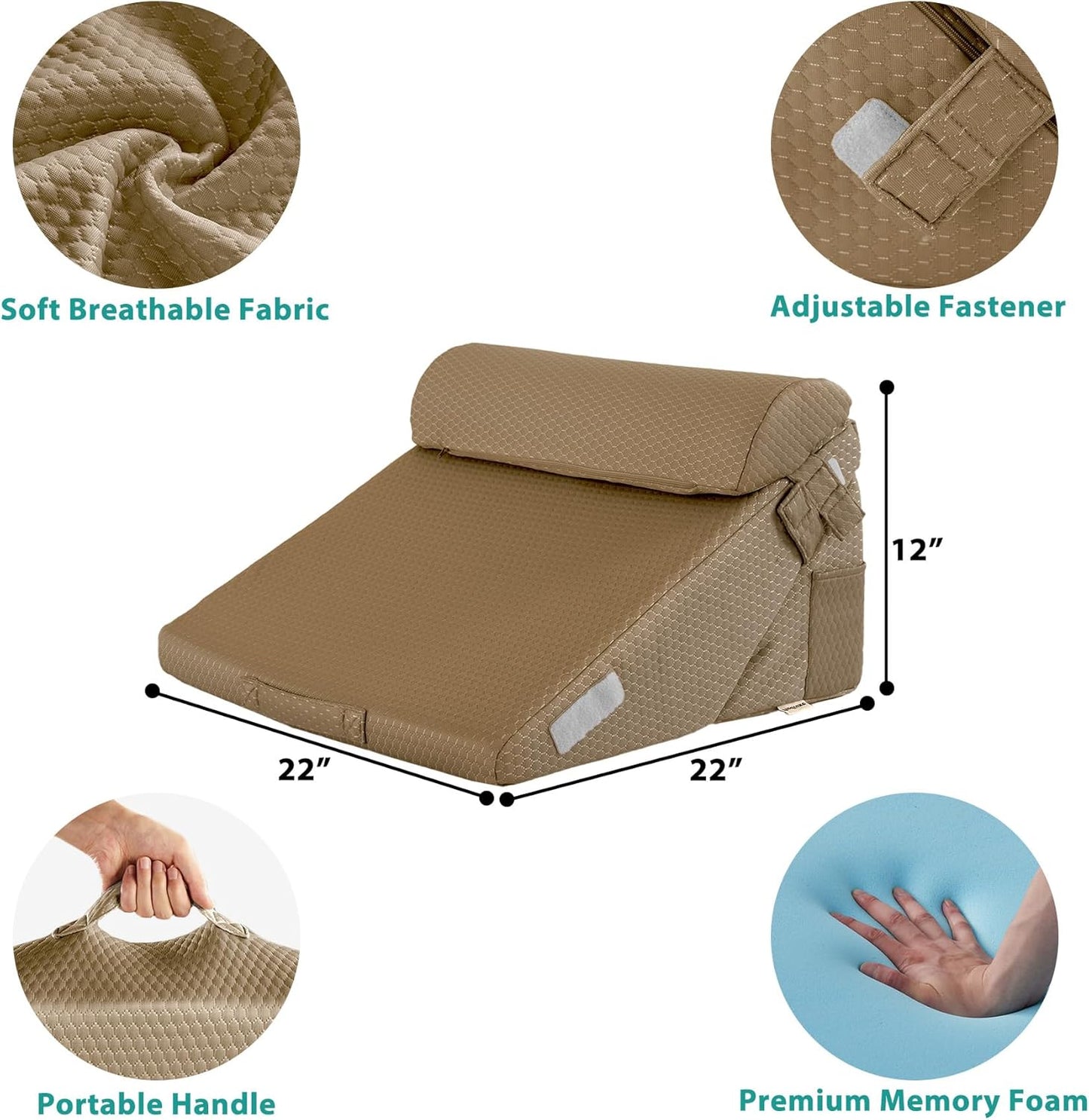 Bedluxe Wedge Pillow Headboard, 3PCS Orthopedic Bed Wedge Pillows Set for After Surgery, Adjustable Pillow Wedge for Acid Reflux&Back Pain Relief, Sleeping, Back Pillow for Bed Sitting Up, White/Grey