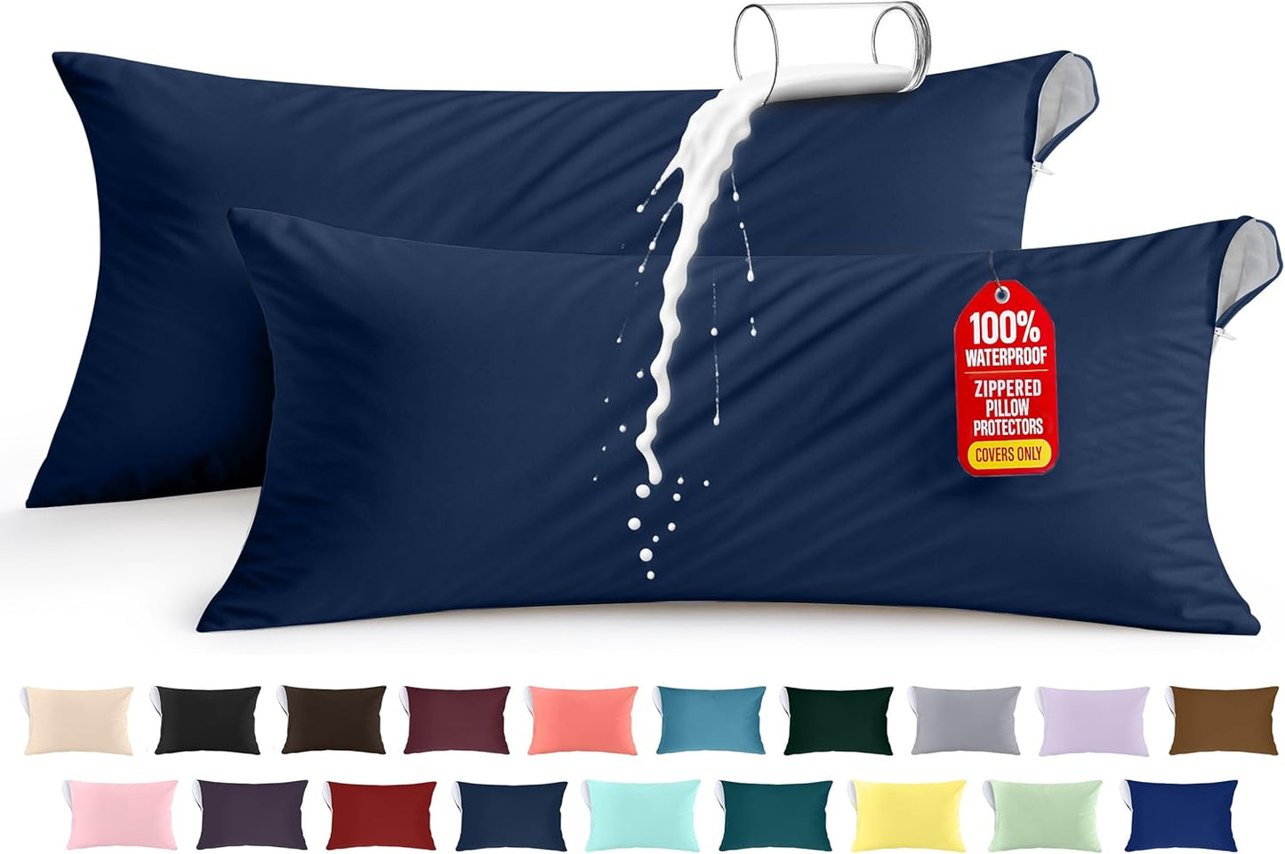 Utopia Bedding Premium 100% Waterproof Pillow Protectors with Zipper Standard Size (Set of 4), Bed Bug and Dust Mite Proof Zippered Pillow Covers, Pillow Encasement Cases, Gray