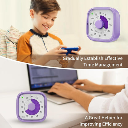 Visual Timer, Pomodoro Timers for Kids Adults, 60-Minute Countdown Desk Timer for Productivity, Silent ADHD Timer for Kids Toddlers, Kitchen for Cooking (Blue)