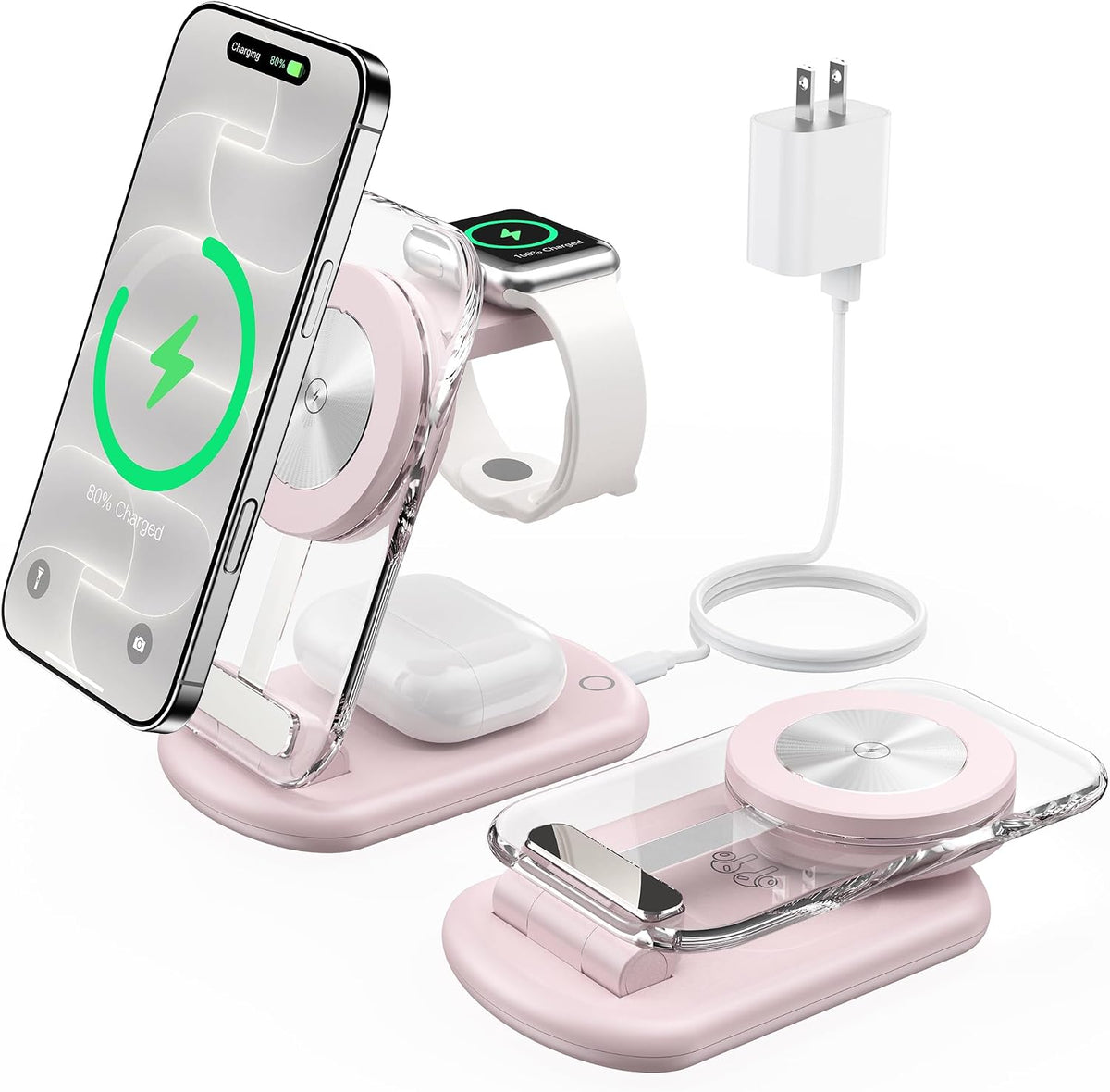 Mukiya 3 in 1 Magnetic Wireless Charging Station for Apple Devices