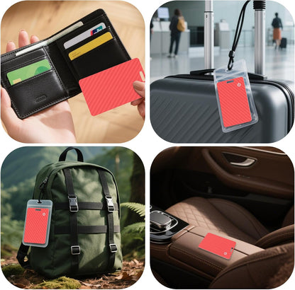 Wallet Tracker Card, Slim Rechargeable Bluetooth Item Locator, Smart Finder Compatible with Apple Find My for Wallet, Luggage, Passport, IP68 Waterproof (iOS Only) (Carbon Fiber Black)