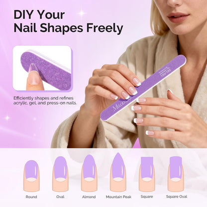 MelodySusie 16Pcs Professional Nail Buffer Kit,Nail Files and Buffers,Nail Buffer Block,Nail Brush, Nail File Buffers Kit for Natural Nails,DIY,Home Use,Salon（100/180 Grit）