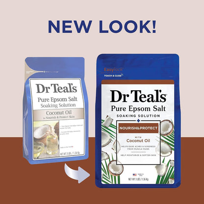 Dr Teal's Epsom Salt Magnesium Soak, Nourish & Protect with Coconut Oil, 3 lbs