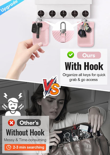 Faraday Pouch for Car Keys, Faraday Bag, Car RFID Signal Blocking Holder, Key Fob Protector, Key fob cage Block Signal Anti-Theft Fob Case (2 Pack)