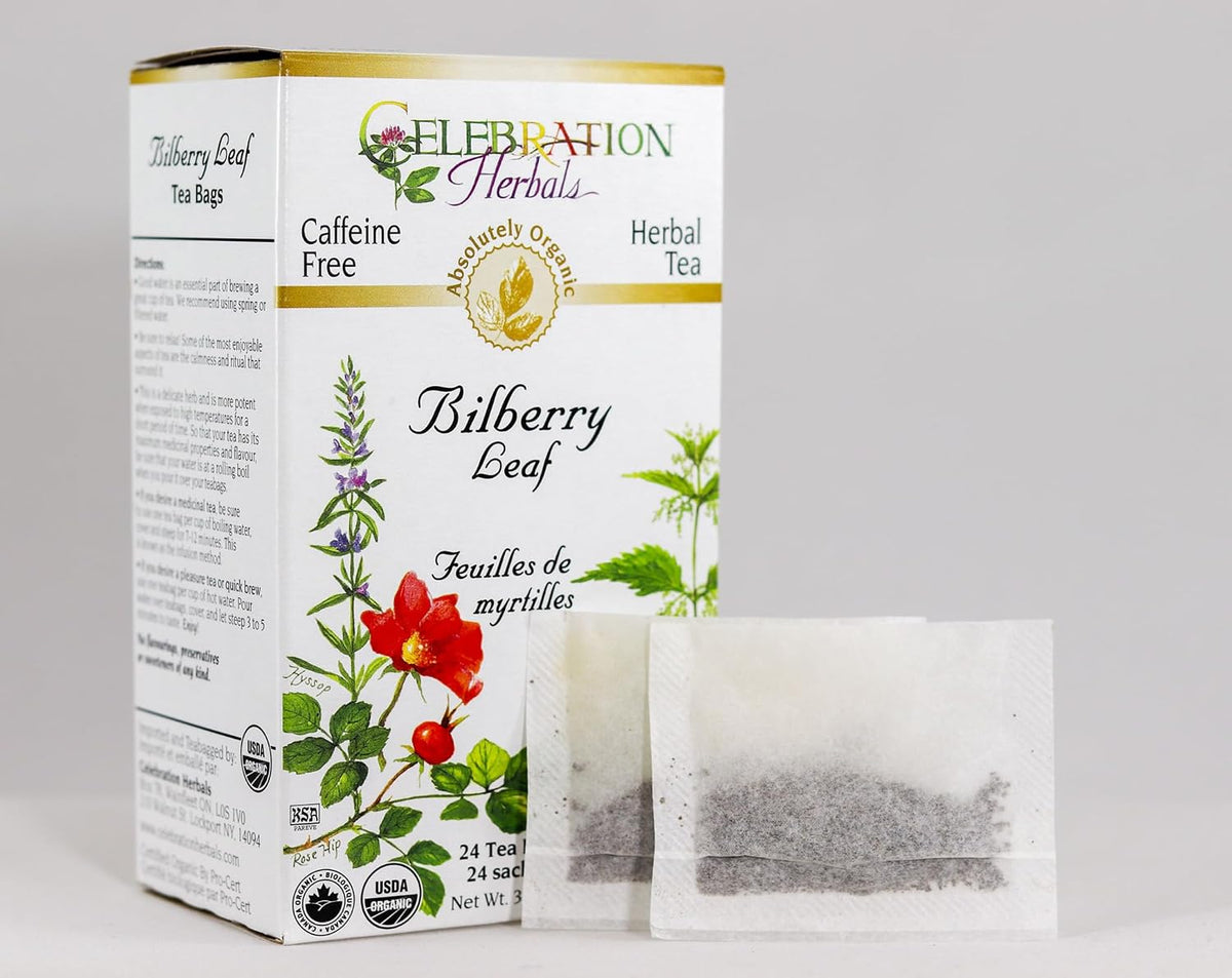 Celebration Herbals Teabags Herbal Tea Bilberry Leaf Organic, 24 Bags