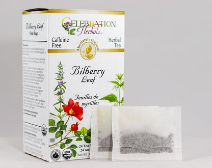 Celebration Herbals Teabags Herbal Tea Bilberry Leaf Organic, 24 Bags