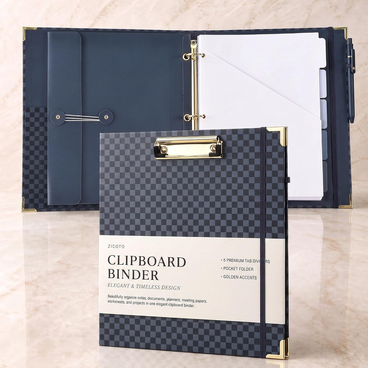 Aesthetic Clipboard Binder with Dividers - 3 Ring Organizer for Work
