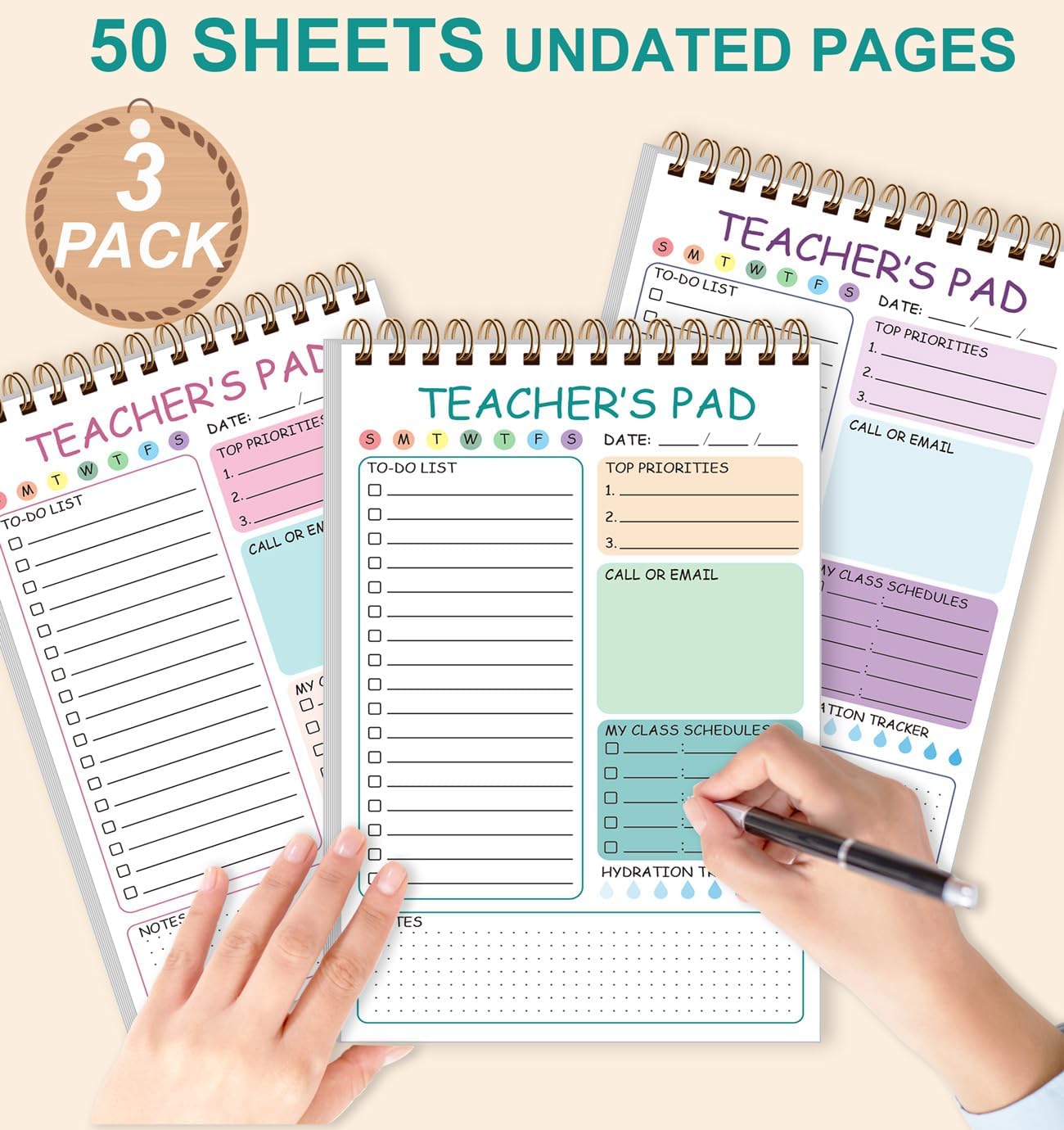 Teacher Notepad - A4 Teacher To Do List Notepad, Spiral Checklist Notebook Organizer for Teachers Notes Task Appointment, Teacher Appreciation Gifts, 8'' x 11'', Green