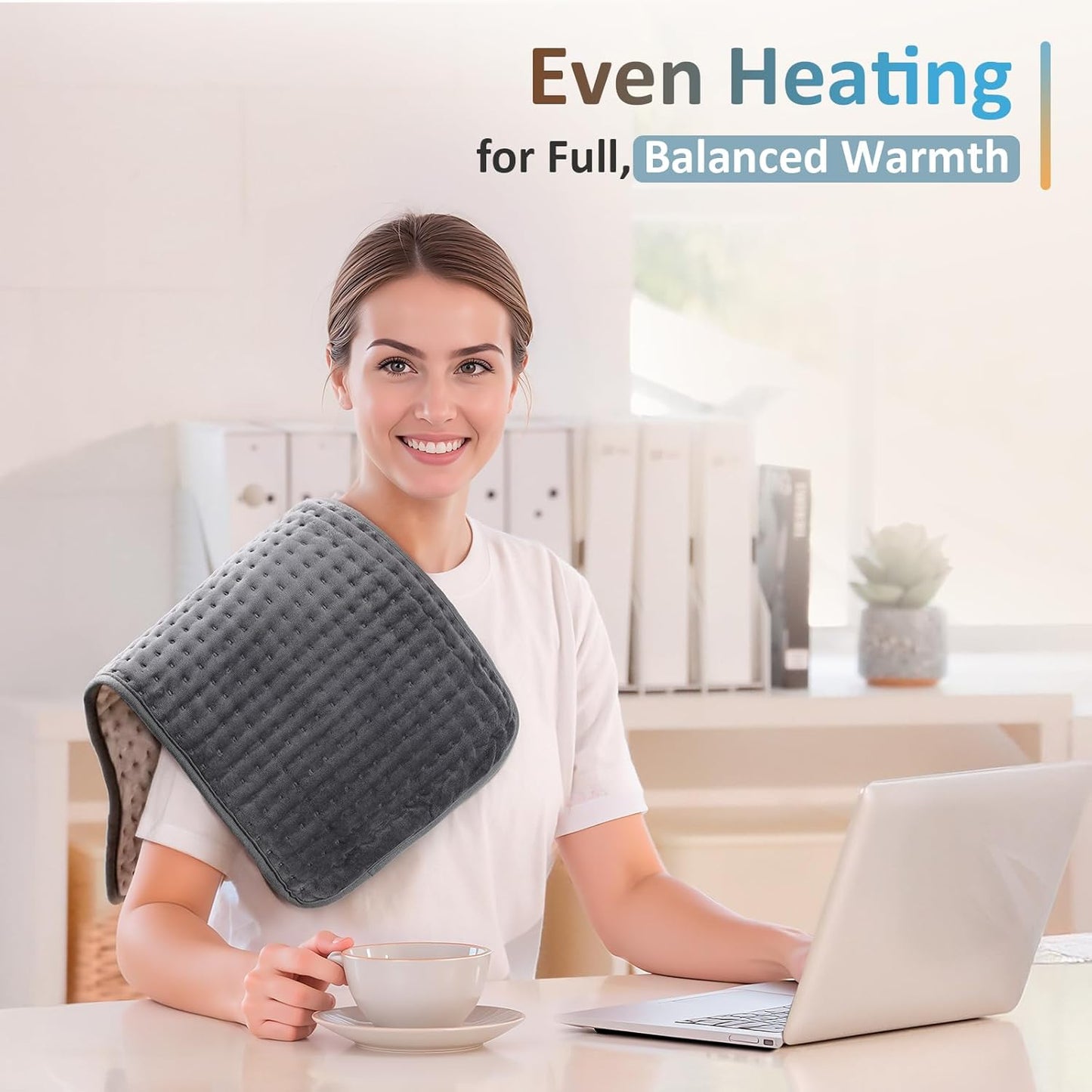 Comfytemp Extra Large Heating Pad for Back & Period, 33''x 17'' King Size FSA Eligible Pack, Birthday Gifts for Women Men Mom Dad, HSA Electric XL Heat Wrap for Body/Shoulder/Neck/Knee, Washable, Blue
