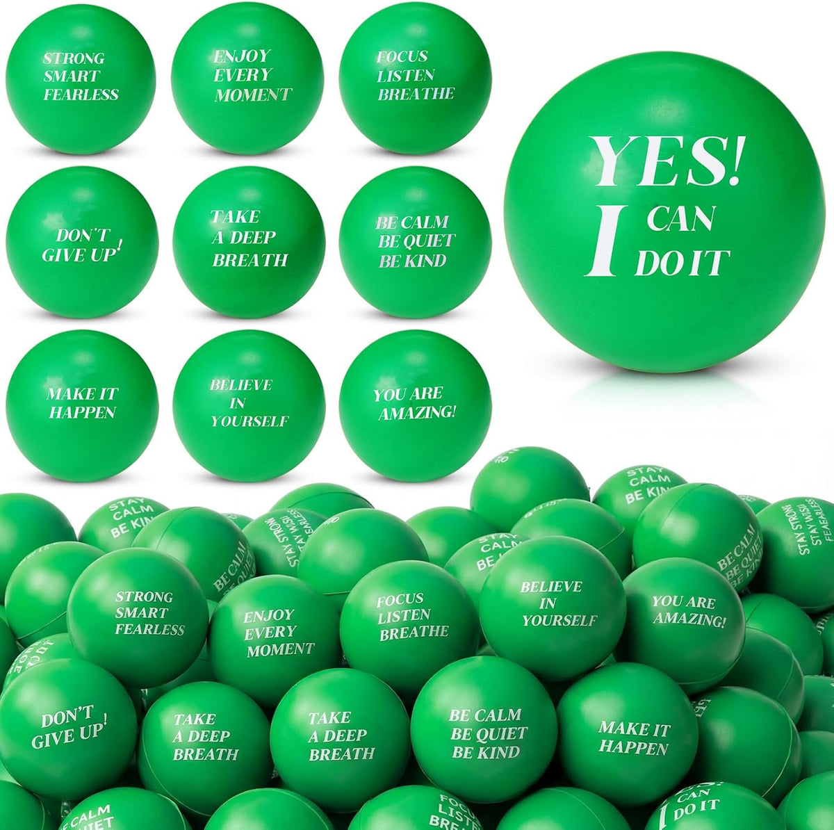 Sotiff 100 Pcs Motivational Balls Bulk for Adults, Ten Colors Inspirational