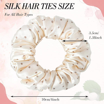4 Pack 100% Mulberry Silk Scrunchies for Hair Sleep, No Damag Frizz Control Stylish Silk Hair Scrunchies Small Gifts for Women