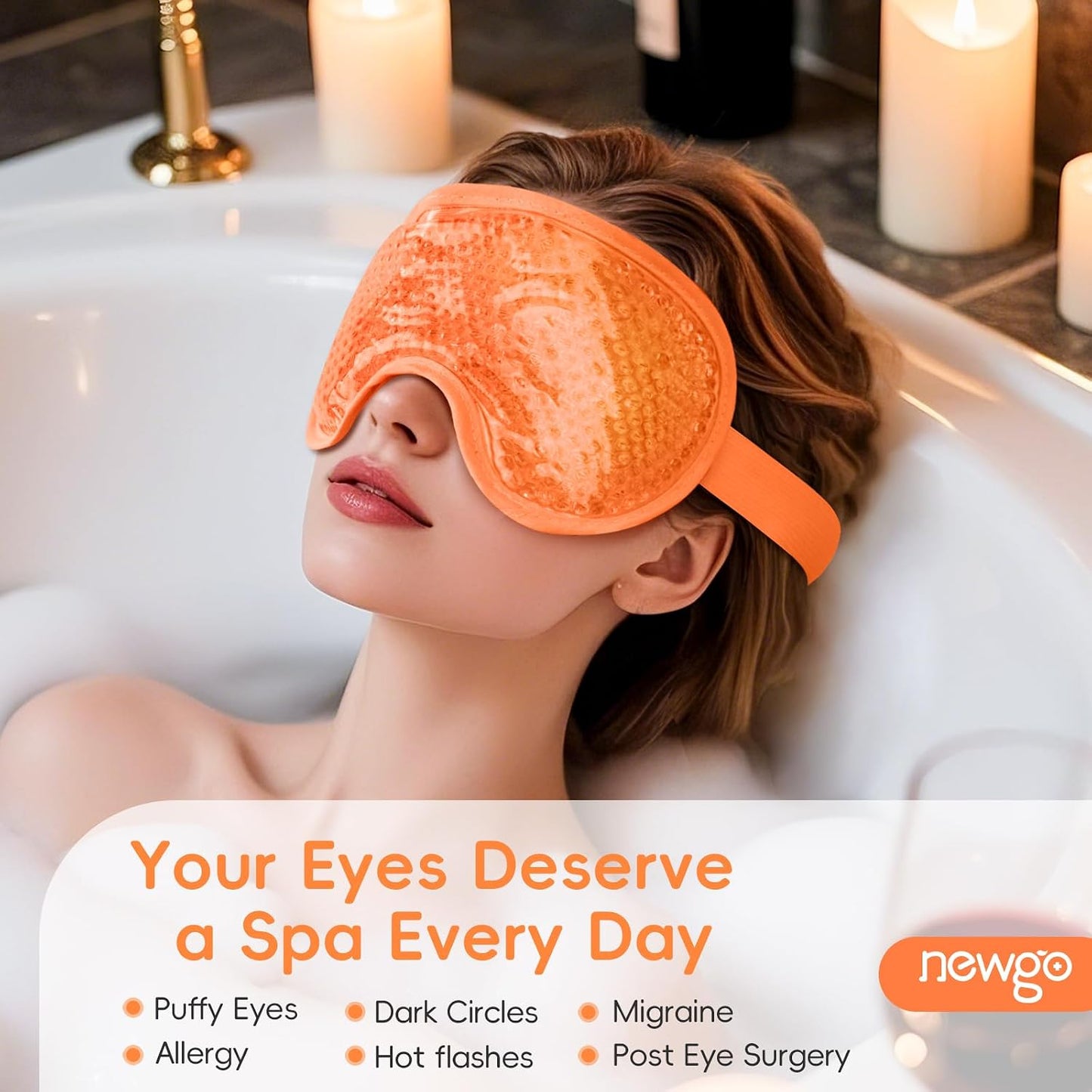 NEWGO Cooling Eye Mask for Puffy Eyes, Cold Eye Mask Eye Ice Pack for After Eyes Surgery, Tension Stress Relief, Itchy Eyes, Headaches, Dark Circles - Blue