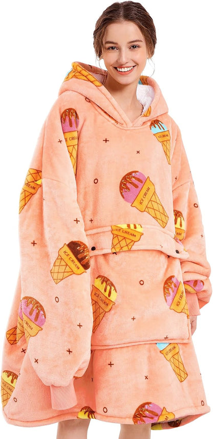 Narecte Cozy Oversized Blanket Hoodie Wearable Blanket Adults Soft Hooded Blanket Hoodie Birthday Gifts for Women Christmas - Colors A