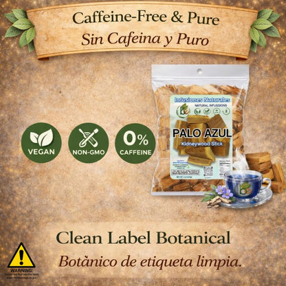 Palo Azul Herbal Tea (4 oz / 113g) – Authentic Kidneywood (Eysenhardtia polystachya) – Visual Blue Fluorescence Infusion – Wildcrafted, 100% Natural, Non-GMO – Makes 40+ Cups – by BEXPERTSUSA