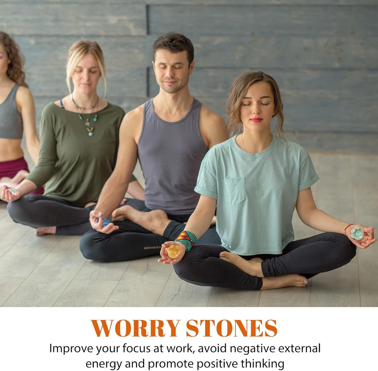 BBTO 12-Piece Worry Stones - Black Obsidian Crystal Thumb Stones for Stress Relief Meditation