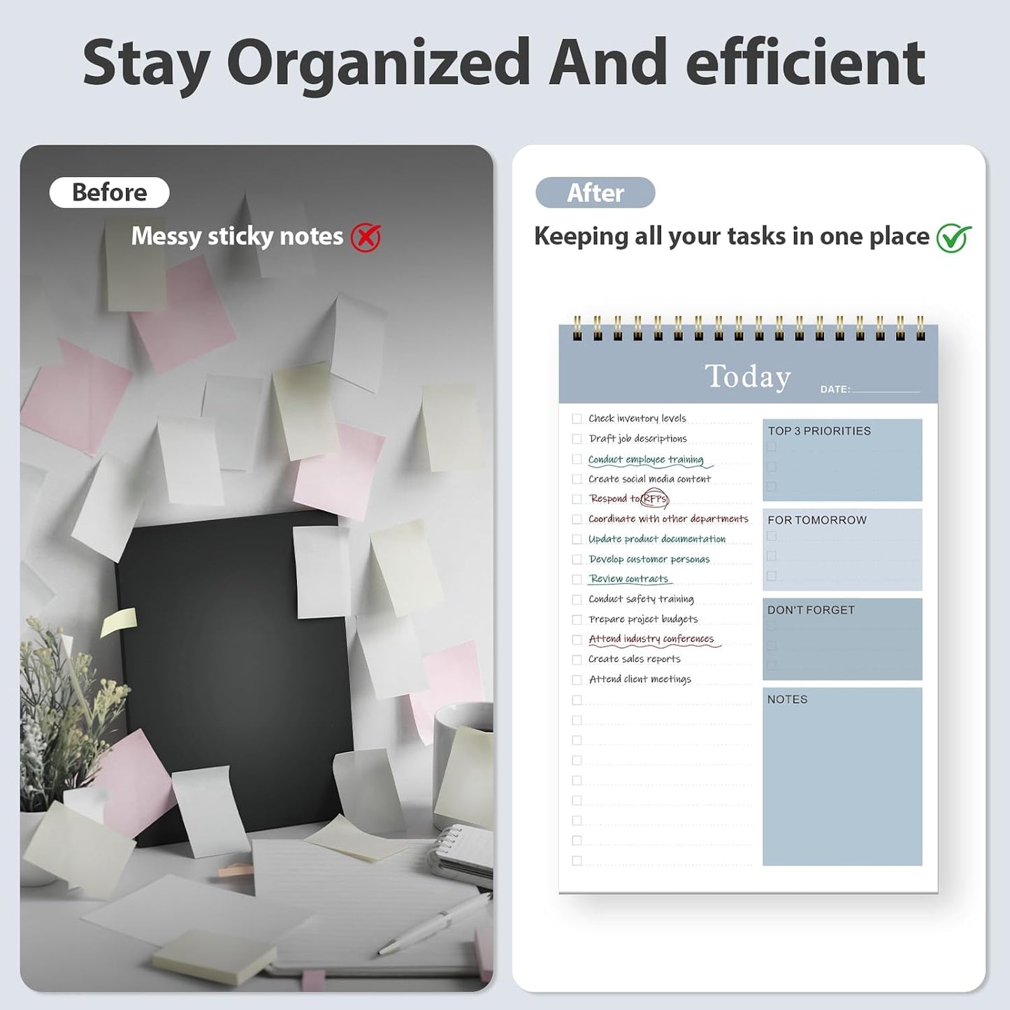 Weekly To Do List Notepad, Undated Planner with 52 Sheets (8.5''x11'') | Desk Accessories and Supplies, Women & Man, Home School & Work