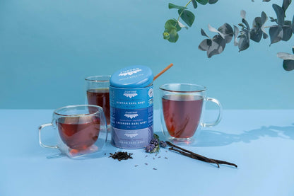 JusTea EARL GREY TEA TRIO 3 Flavour Variety Pack, 45+ Cups Tin with Spoon