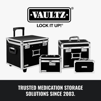 Vaultz Secure Security Lock Boxes - Safe Combination Lock Box, Storage for Documents, Valuables, Medicine & Money - 9.88 x 7.75 x 7 Inch - Black/Chrome