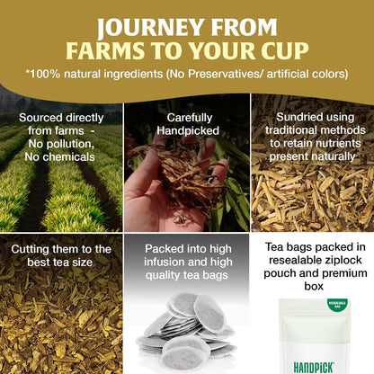 HANDPICK, Organic Chamomile Tea Bags (100 Herbal Tea Bags) Caffeine Free| Premium Floral Chamomile Herbal Tea in Eco-Conscious Teabags | Direct from Source