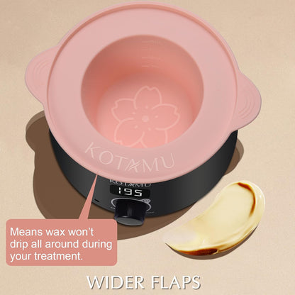 KOTAMU Waxing Kit for Women & Men, Pink Digital Wax Pot Warmer Hair Removal | Home Hard Wax Kit, Wax Machine, Face, Eyebrow, Bikini, Brazilian, Body, Sensitive Skin, 25 Accessories, Beginner-Friendly
