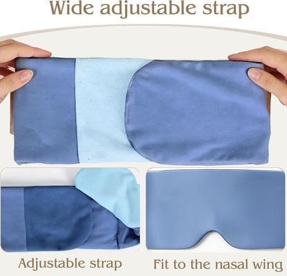 Weighted Sleep Mask for Side Sleepers, 100% Blackout Eye Mask for Sleeping with Adjustable Strap, Dual-Sided Cooling Silk & Warm Cotton Blindfold, Zero Pressure Eye Cover for Travel, Nap & Yoga