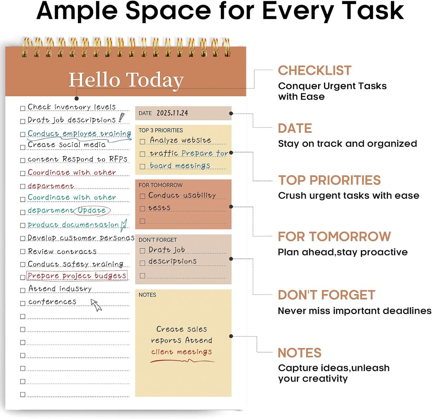 Taja To Do List Notepad - To Do List Notebook for Work with 52 Sheets, 9.8" x 6.5", Undated Daily Planner Perfect for Daily Tasks and Goal Setting, Notepad Suitable for Office, Home & School - Violet Dream