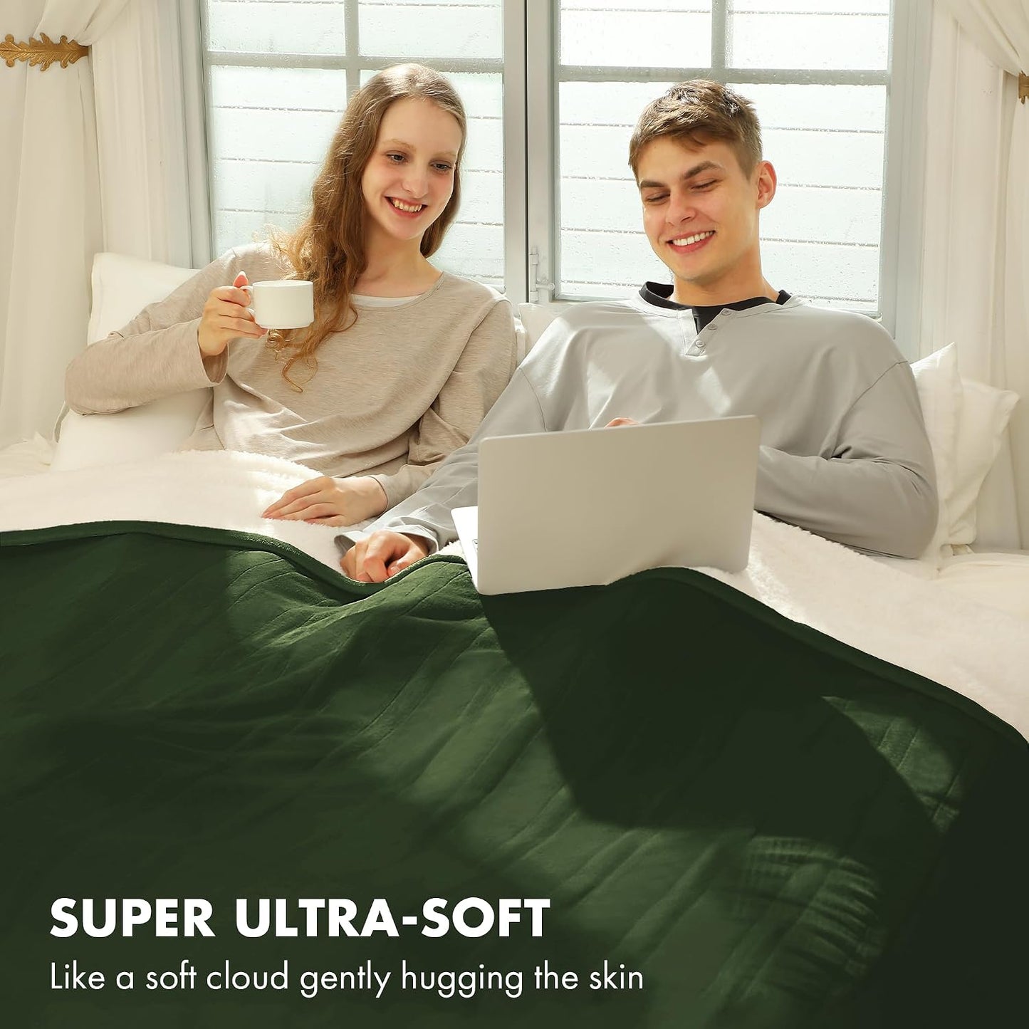 Heated Blanket Throw 50" x 60" - Soft Flannel Sherpa Electric Blanket Throw with 5 Heating Levels & 4 Hours Auto Off, Machine Washable, Ideal Gift for Grandma (Purple)