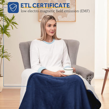 Sealy Electric Throw Blanket, Flannel & Sherpa Heated Throw with 6 Heating Levels & 2-10 Hours Auto Shut Off, Fast Heating & Machine Washable, 50x60 Inch, Light Grey