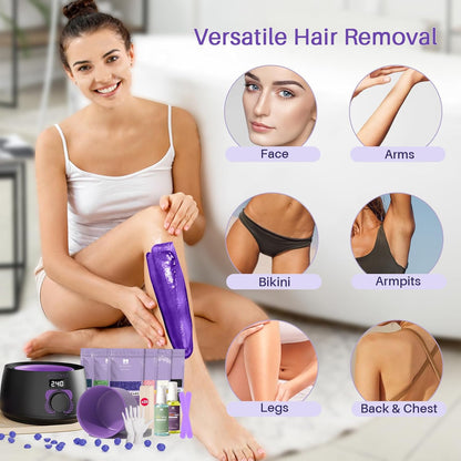BLITZWAX Brazilian and Bikini Waxing Kit for Women, Hard Wax Warmer for Face, Legs and Body, At Home Hair Removal Kit, Beginner Friendly, Digital Fast Heating, 51 Wax Items